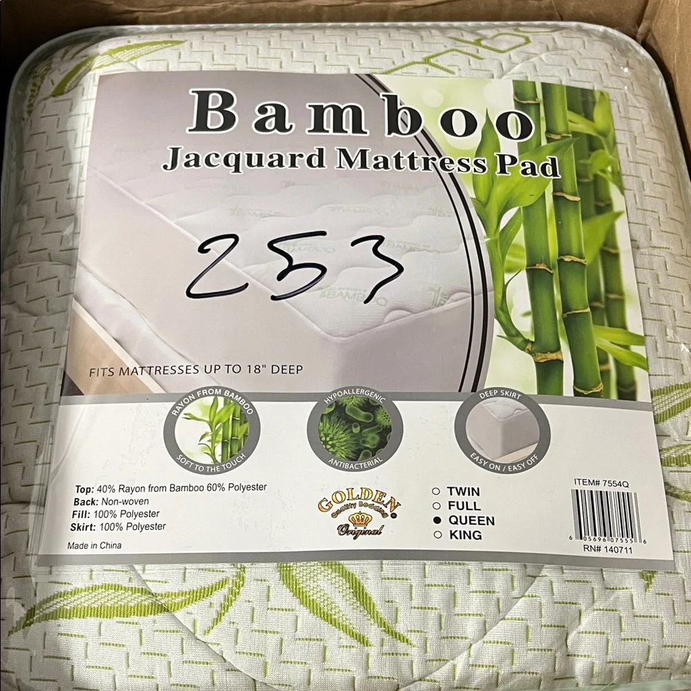 Bamboo Jacquard Mattress Pad - Green -